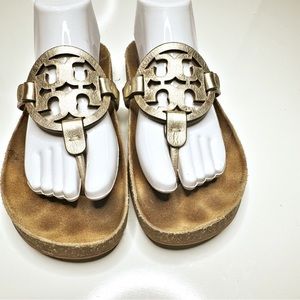 Tory Burch Miller Cloud Sandal in Spark Gold/Natural size 9